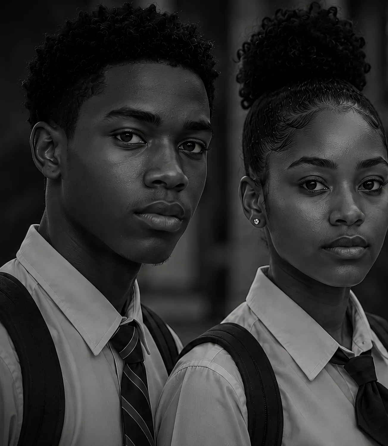Two Caribbean students in school uniform